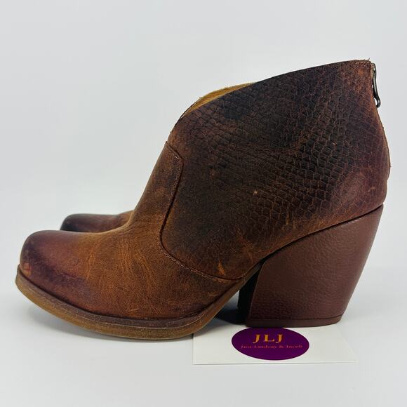 Korks Women's Gemini Rusted Brown Snake Leather Ankle Booties KR0004206 Size 7.5 - Picture 4 of 10